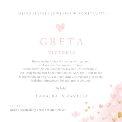 Einladung Taufe rosa großer Bruder und kleine Schwester 3