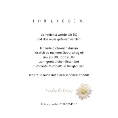 Einladung Weiße Dahlie 3