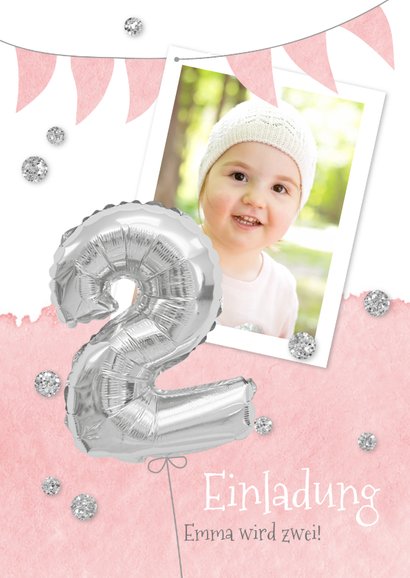 Einladung zum 2. Geburtstag mit Foto und Kaartje2go
