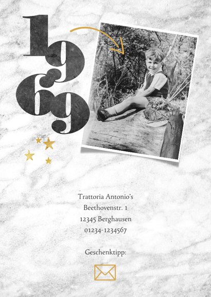 Einladung zum 50. Geburtstag 1969-2019 Marmor 2