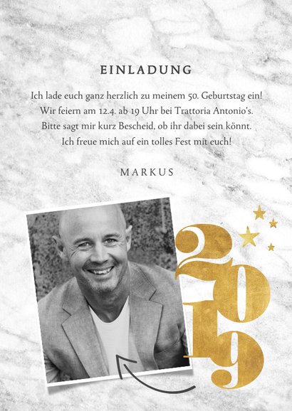 Einladung zum 50. Geburtstag 1969-2019 Marmor 3