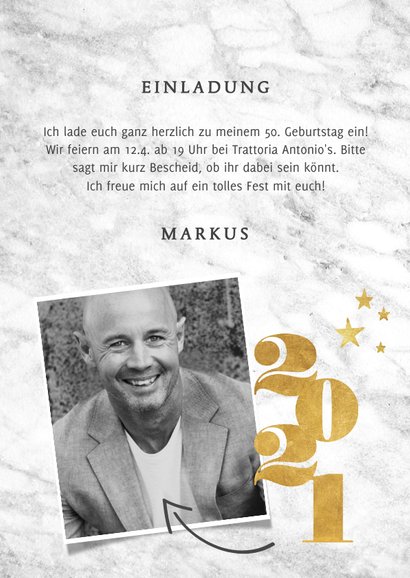 Einladung zum 50. Geburtstag 1971-2021 Marmor 3