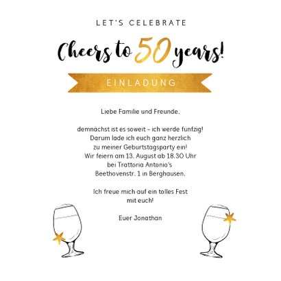 Einladung zum 50. Geburtstag Goldakzente 3