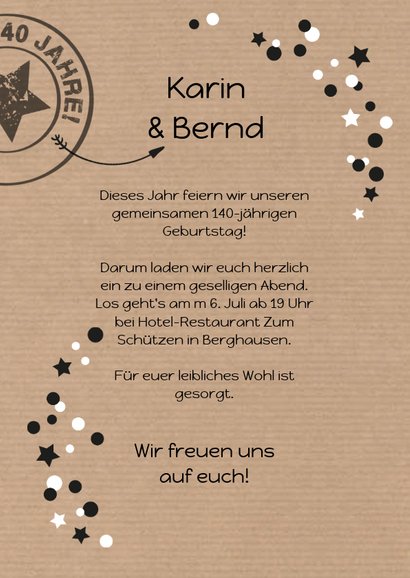 Einladung zum Doppelgeburtstag Zusammen 140 3