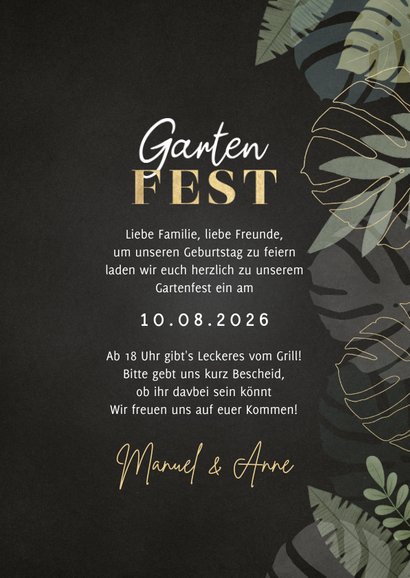Einladung zum Gartenfest Blätter 3