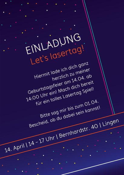 Einladung zum Geburtstag bei DS Bowl Lasertag 3