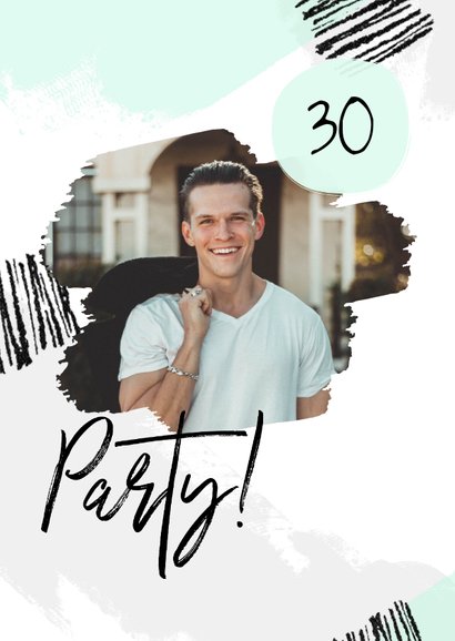 Einladung zum Geburtstag mit Foto und Farbstreifen 2