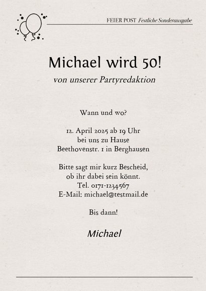 Einladung zum Geburtstag Zeitung mit Fotos 3