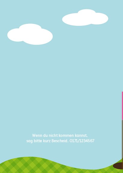 Einladung zum Golf-Kindergeburtstag pink 2