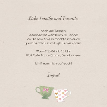 Einladung Zum High Tea Geburtstag Kaartje2go