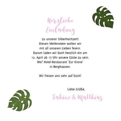 Einladung zum Hochzeitsjubiläum botanisch mit Foto 3