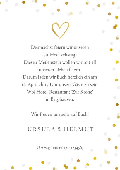 Einladung zum Hochzeitsjubiläum Goldene Gläser 3