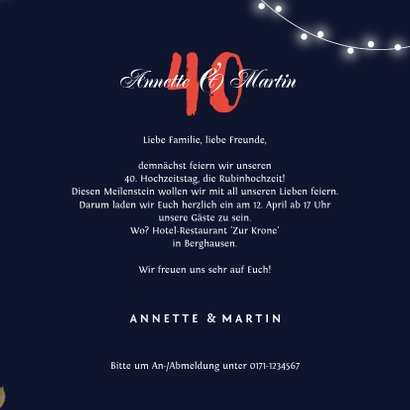 Einladung zum Hochzeitsjubiläum Rosen & Lichterkette 3