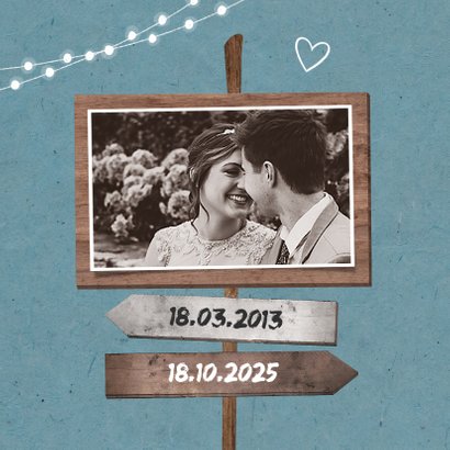 Einladung zum Hochzeitsjubiläum Foto Schilder & Lichter blau 2