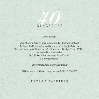 Einladung zum Hochzeitstag Fotos und Spitzendecke 3