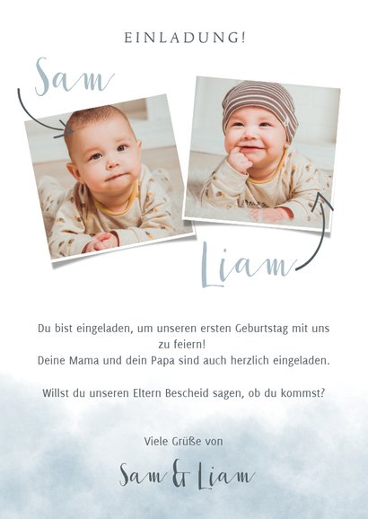 Einladung Zum Kindergeburtstag Aquarellblau Fur Kaartje2go