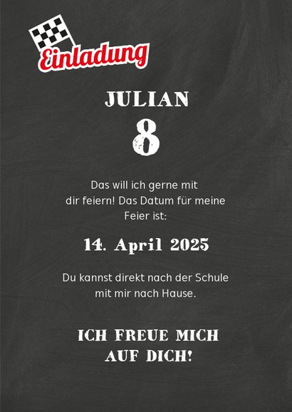 Einladung zum Kindergeburtstag Autorennen 3