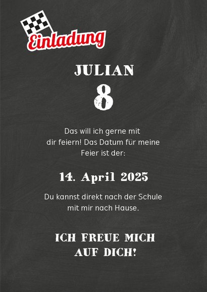 Einladung zum Kindergeburtstag Autorennen 3