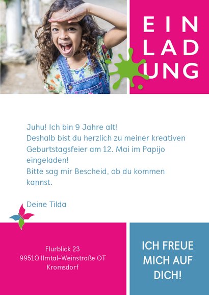 Einladung zum Kindergeburtstag im Papijo 3