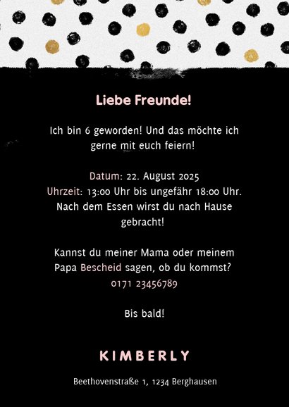 Einladung zum Kindergeburtstag mit Foto und Punkten 3