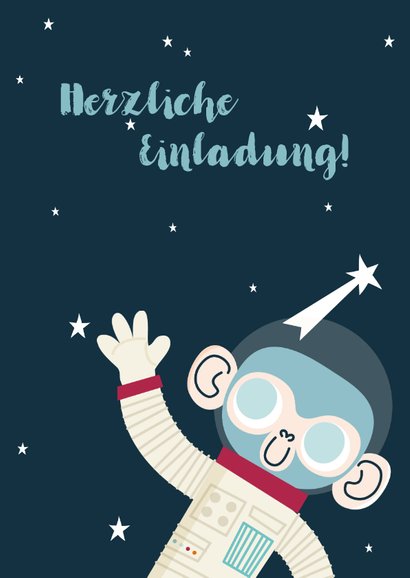 Einladung zum Kindergeburtstag Planeten und Rakete 2