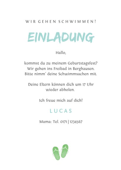 Einladung zum Kindergeburtstag Schwimmen Krokodil 3