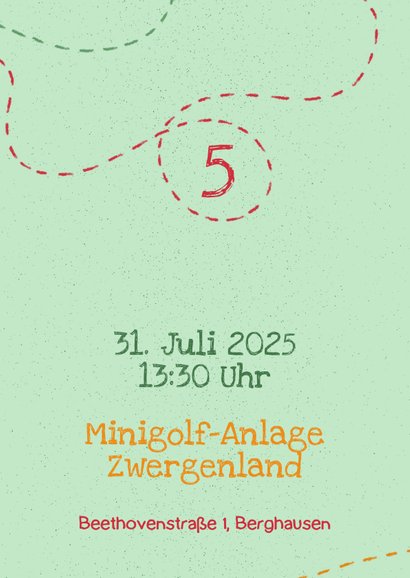 Einladung zum Minigolf Kindergeburtstag mit Foto 2
