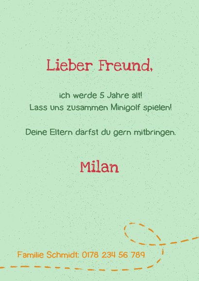 Einladung zum Minigolf Kindergeburtstag mit Foto 3