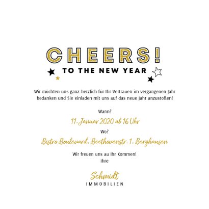 Einladung zum Neujahrsempfang Cheers Sektgläser 3