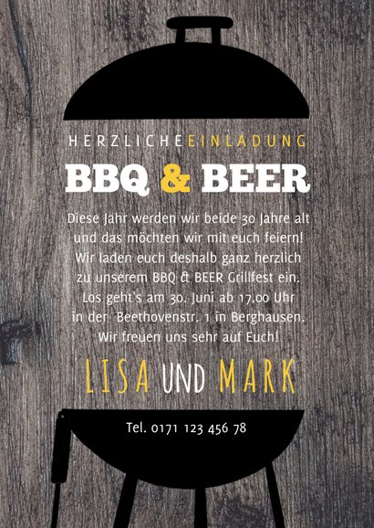Einladung zur Geburtstagsparty BBQ & BEER 3