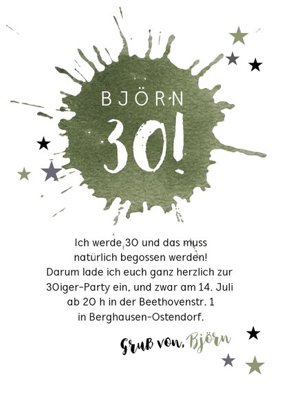 Einladung zur Geburtstagsparty Party Stars grün 3