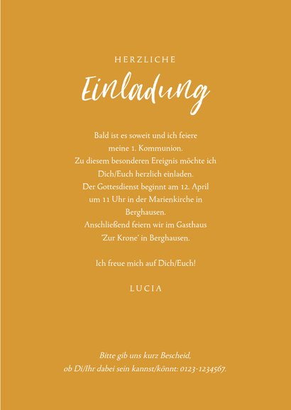 Einladung zur Kommunion eigenes Foto Handschrift 3