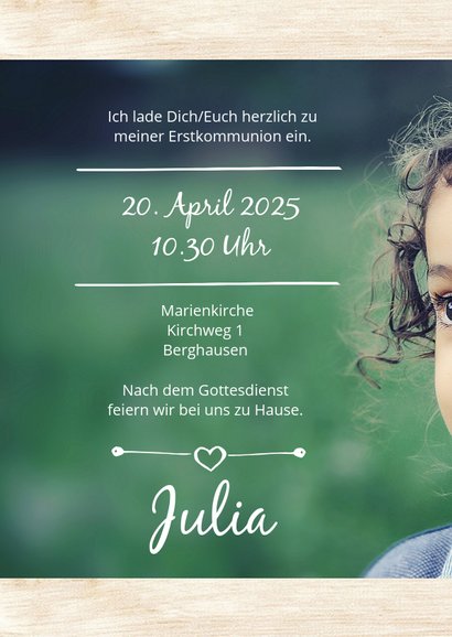 Einladung zur Kommunion Foto & Typografie 2