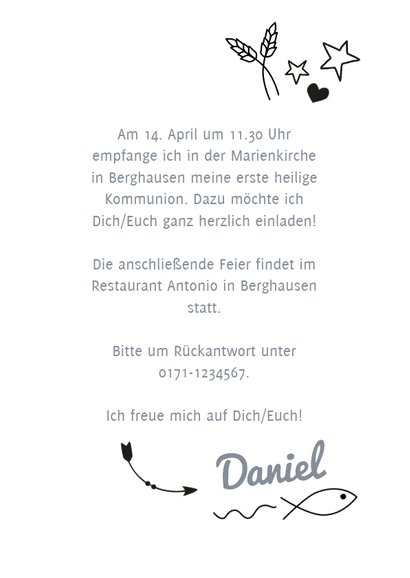 Einladung zur Kommunion Foto und Doodles 3