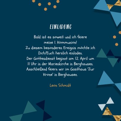 Einladung zur Kommunion mit Foto und Typografie 3