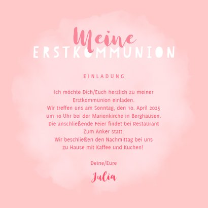 Einladung zur Kommunion rosa Flamingo 3