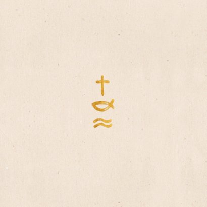 Einladung zur Kommunion Symbole in Gold Rückseite