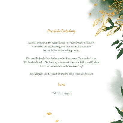 Einladung zur Konfirmation botanisch grün Foto innen 3