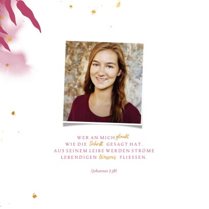 Einladung zur Konfirmation botanisch pink Foto innen 2