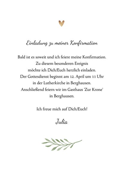 Einladung zur Konfirmation Foto und botanisches Kreuz 3