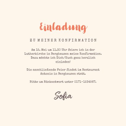 Einladung zur Konfirmation Foto und Frühlingsblumen 3