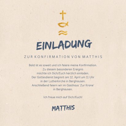 Einladung zur Konfirmation Symbole Foto innen 3