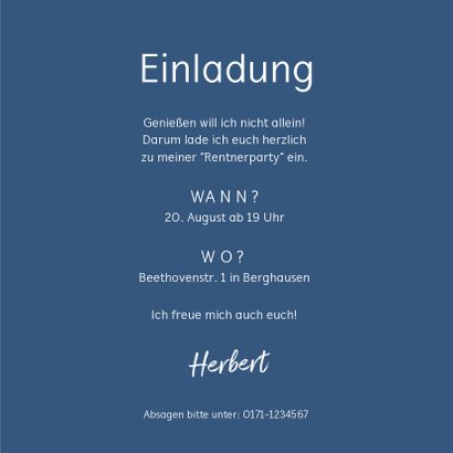 Einladung zur Rentnerfeier mit zwei Fotos 3