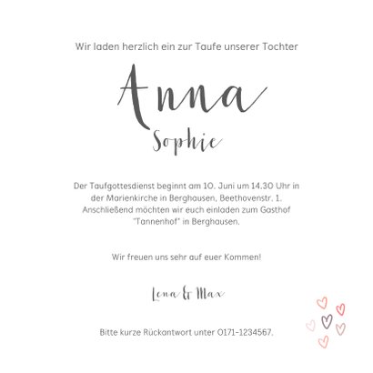 Einladung zur Taufe rosa Regenbogen und Foto 3