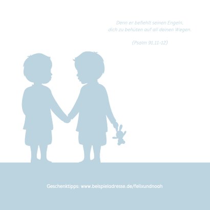 Einladung zur Taufe Zwilling Jungen Silhouette 2