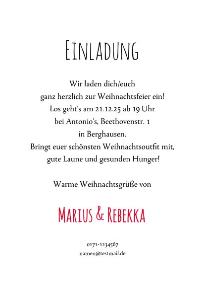 Einladung zur Weihnachtsfeier Kaninchen mit Weihnachtsmütze 3