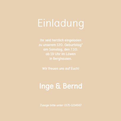 Einladung Zusammen Geburtstag beige 3