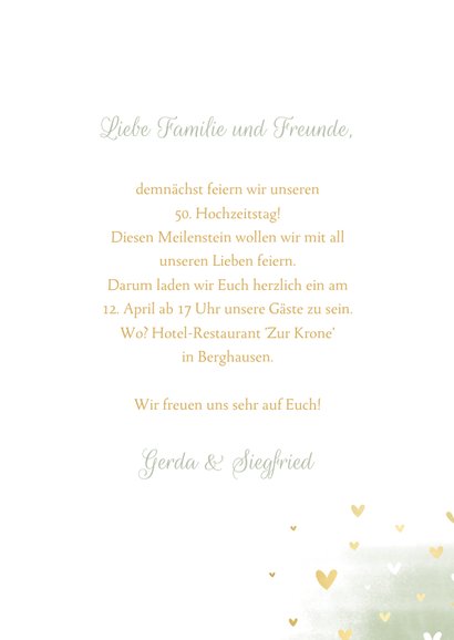 Einladungkarte zum Hochzeitstag mit Tauben und Herzchen 3