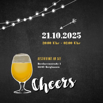 Einladungskarte 25. Geburtstag Foto und Bierglas 2