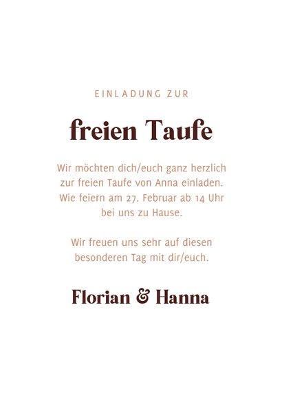 Einladungskarte Freie Taufe Landschaft dunkelrot 3
